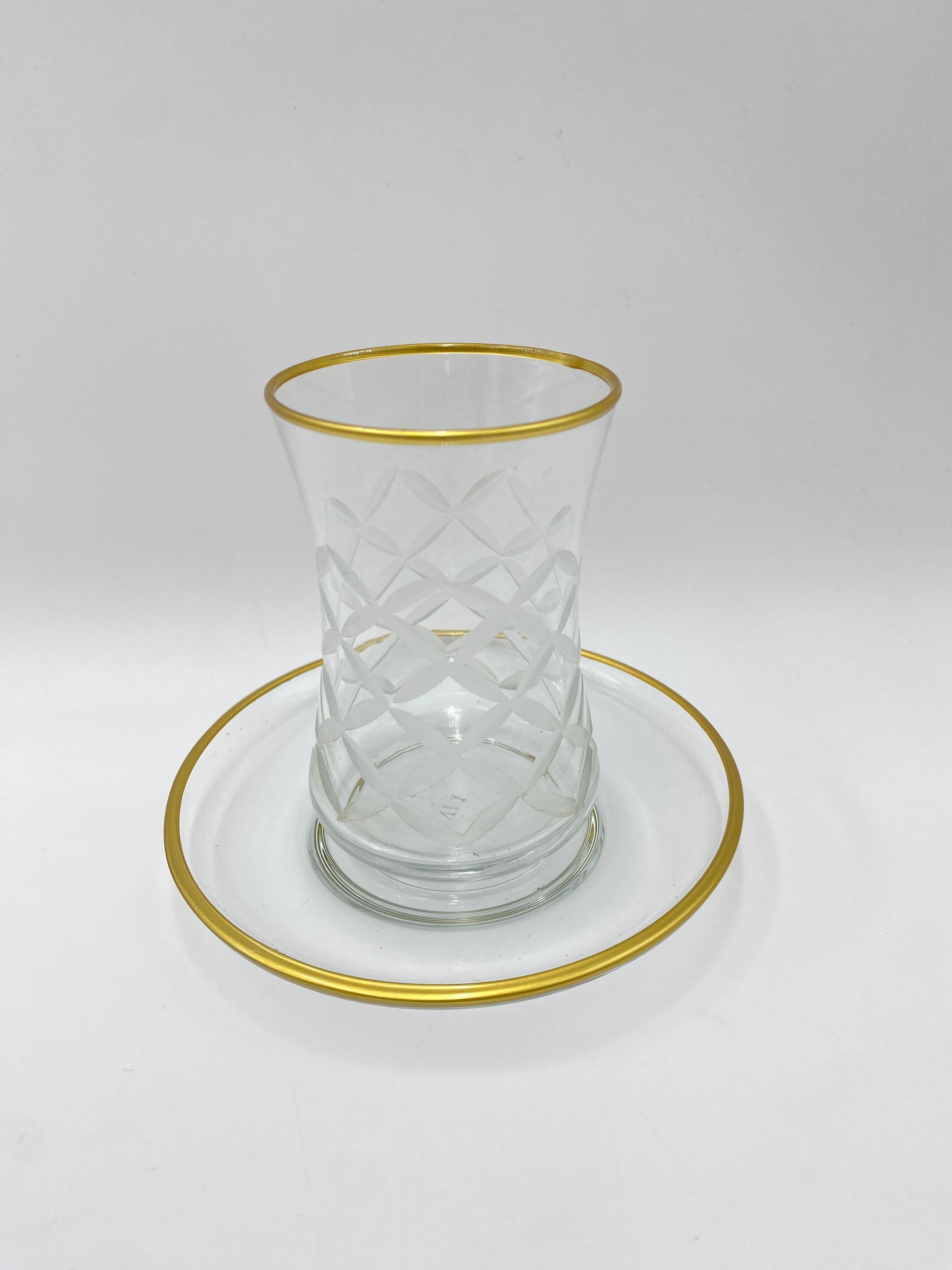 12 PCs Glass Tea Cups With Saucers Set