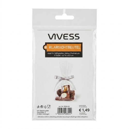 Vivess 6 Pieces Clear Bags, 16 x 9.5 cm | Vivess In Lebanon