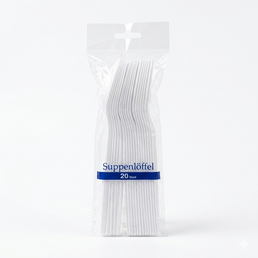 SD White Plastic Soup Spoons, 20 Pieces | SD In Lebanon
