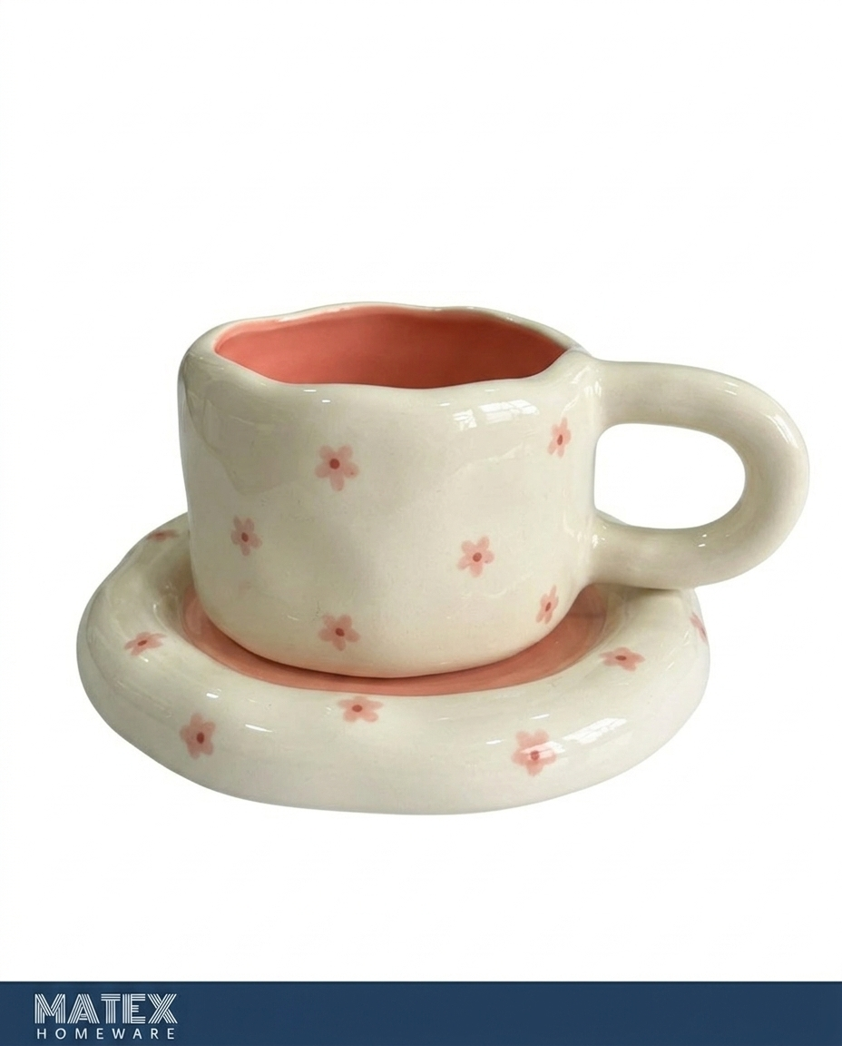 PinkHeart Heart Mug & Saucer Set