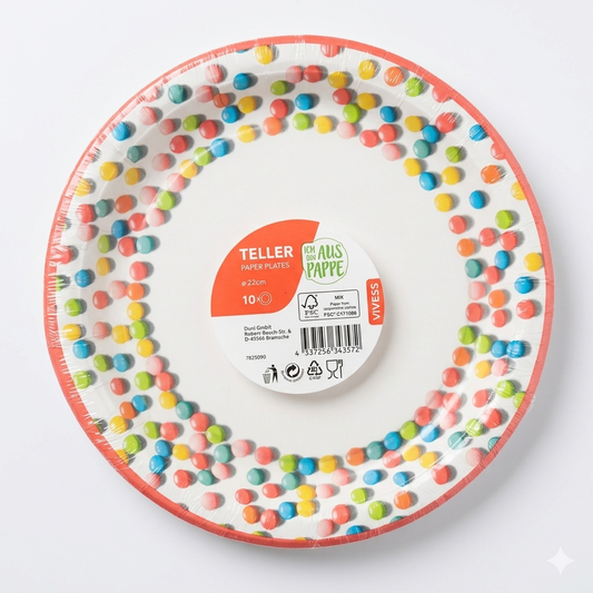 Vivess Colorful Dotted Pattern Teller Paper Plates 23cm | Vivess In Lebanon