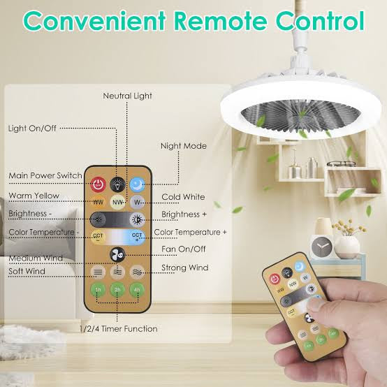 Socket Lamp Fan Light Cooler With Remote Control - Medaid International