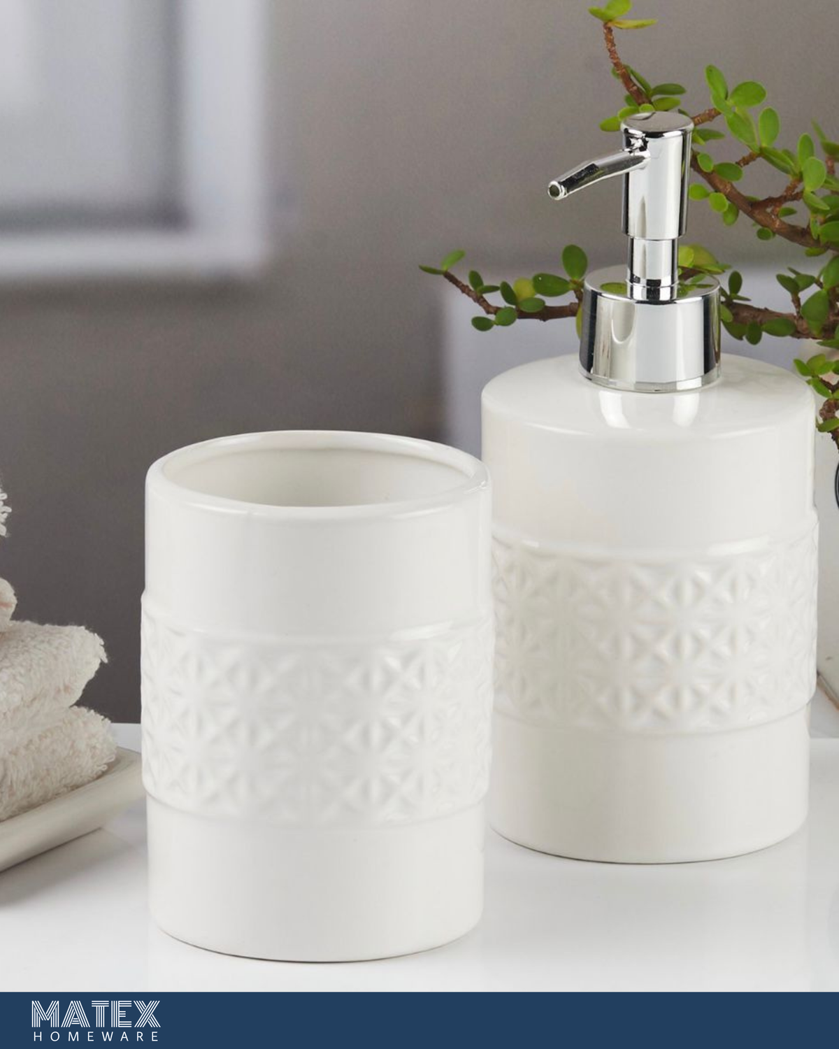 Ceramic Toothbrush Holder with Soap Dispenser