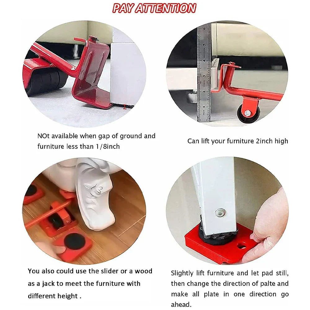 Easy Lifter Tool Moving Helpers System With 4 Wheel Sliders - Medaid International
