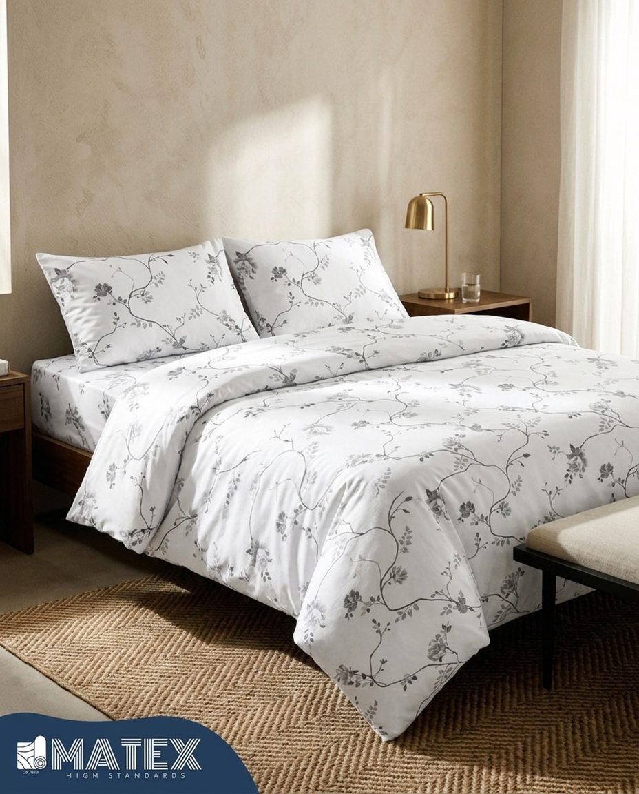 Single size WhiteGrey Autumn Ultra Full Bed set (3pcs)
