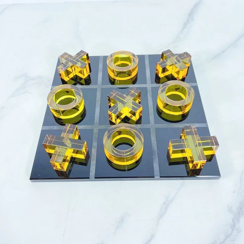 Yellow Tic Tac Toe Decorative Chess Borad