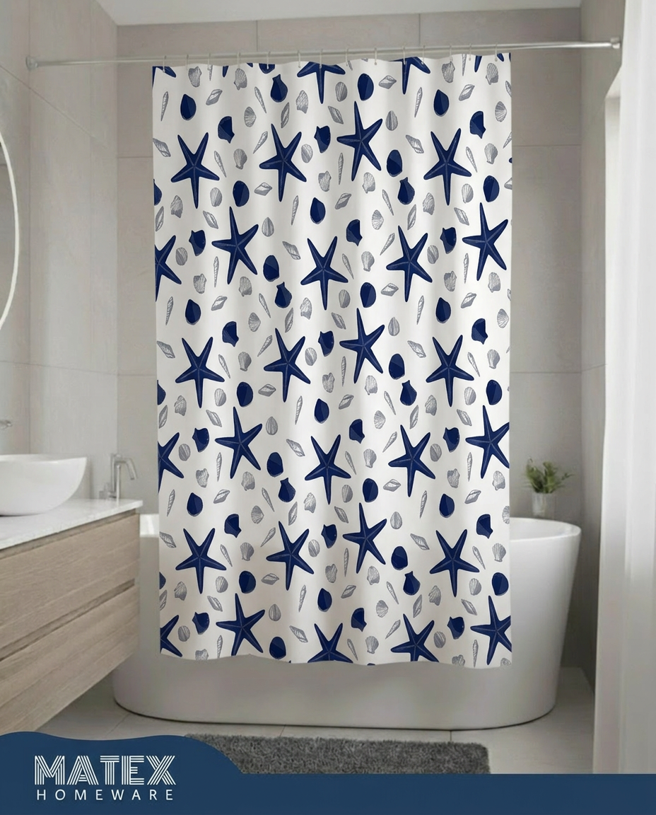 Pattern BlueStar  Waterproof Shower Curtain 180x180cm