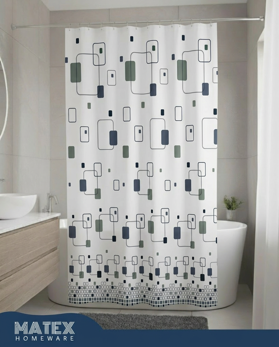 Pattern WindowsGraph Waterproof Shower Curtain 180x180cm