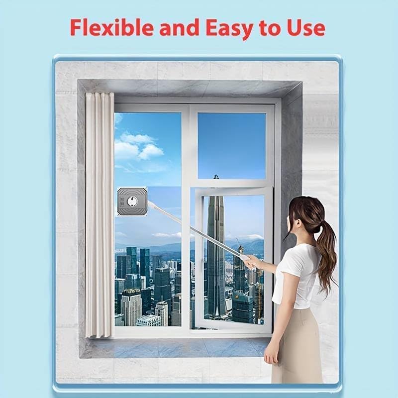 Window Cleaning Tool U Shaped l for External Window Washer with Telescopic Pole, Angle Adjustable Sponge Head and Squeegees - Medaid International