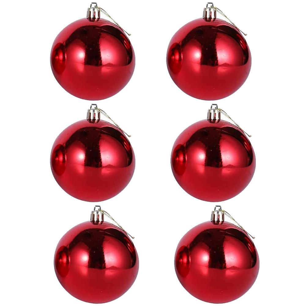 Christmas Decoration Ball 4 Cm (Set Of 6)- Red