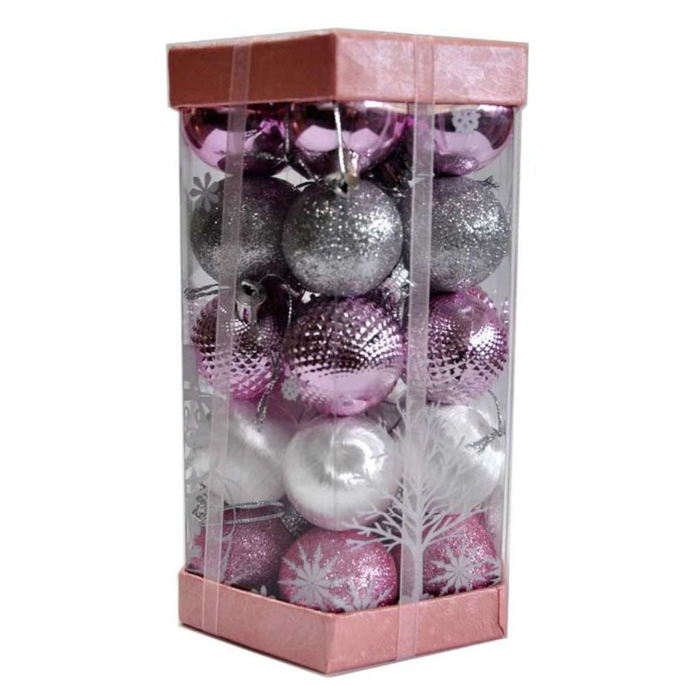 Christmas Tree Balls  Pink -Silver  Mix