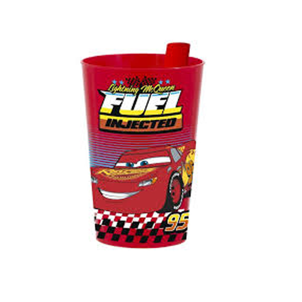 Herevin Patterned Plastic Cup With Straw Cars 340 Ml