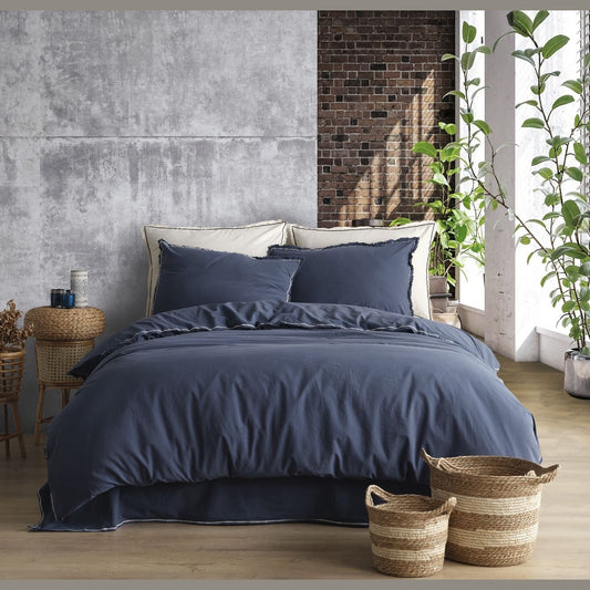 Double size Likya Vintage Duvet Cover Set - Indigo