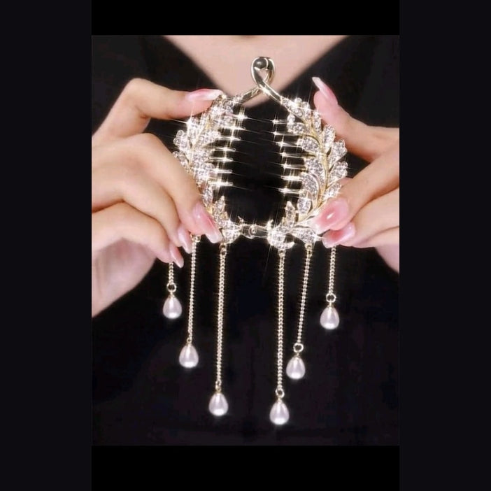 Hair Clip Faux pearls &rhinestone decor