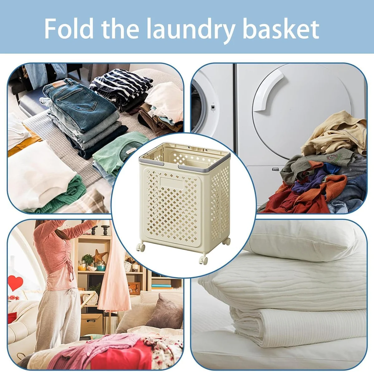 Foldable Rolling Laundry Basket - Medaid International