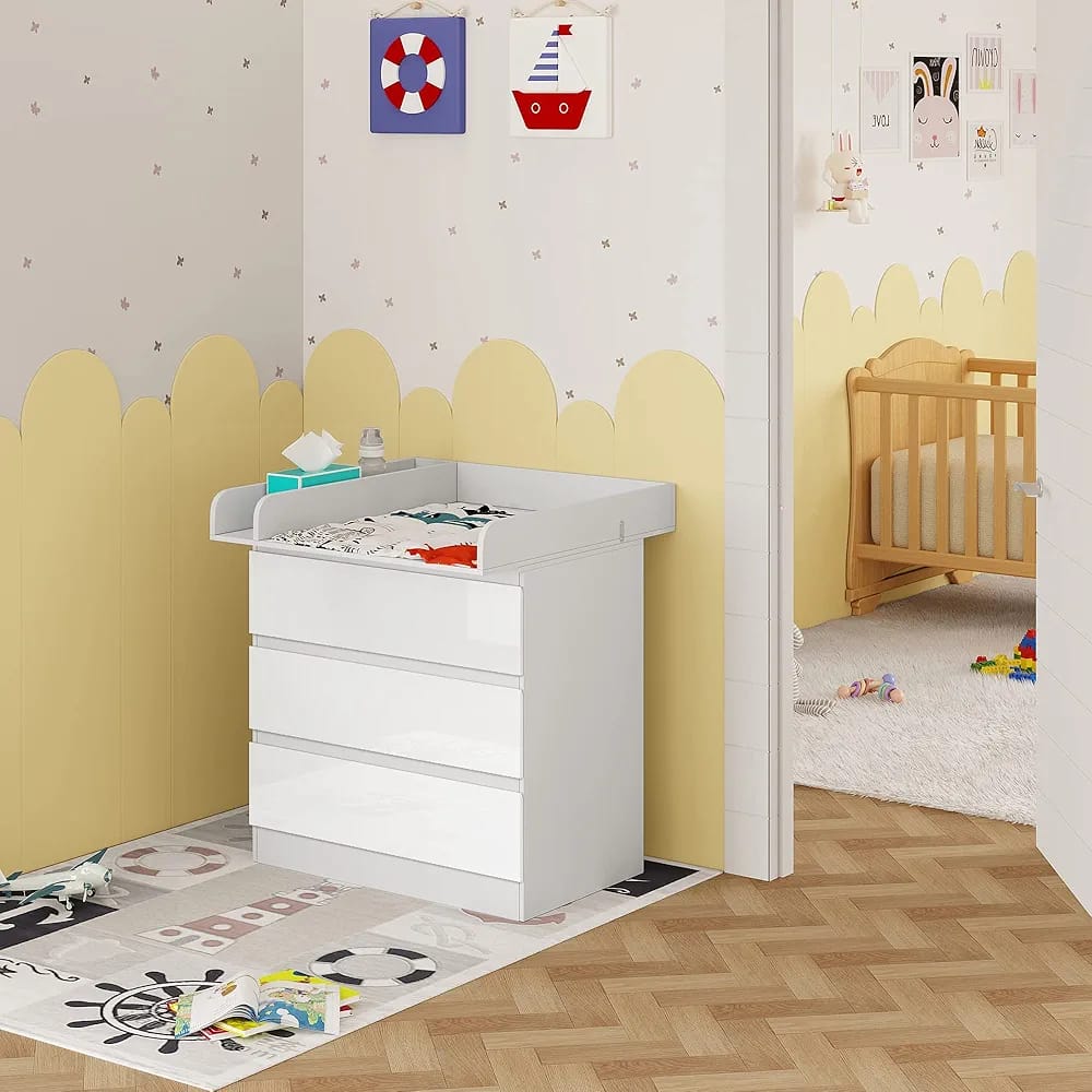 WOLTU Changing Table, Chest of 3 Drawers WT004