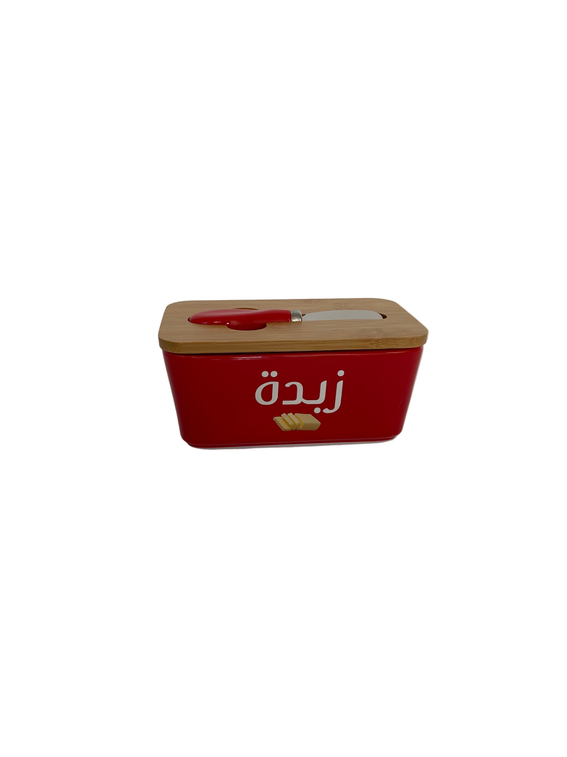 Rectangular Ceramic  Butter/Cheese Bowl with Bamboo Lid & Knife