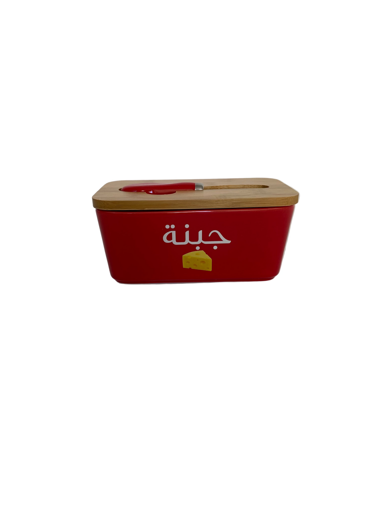Rectangular Ceramic  Butter/Cheese Bowl with Bamboo Lid & Knife