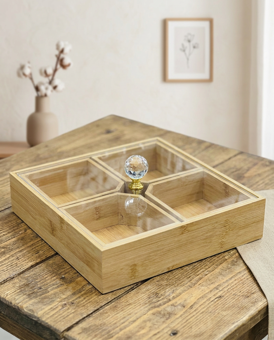 Wooden Bamboo Box Table Decor