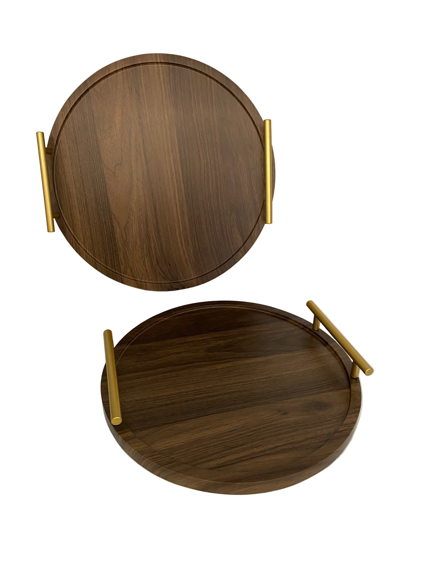 2 PCs Rounded Wooden Tray Set