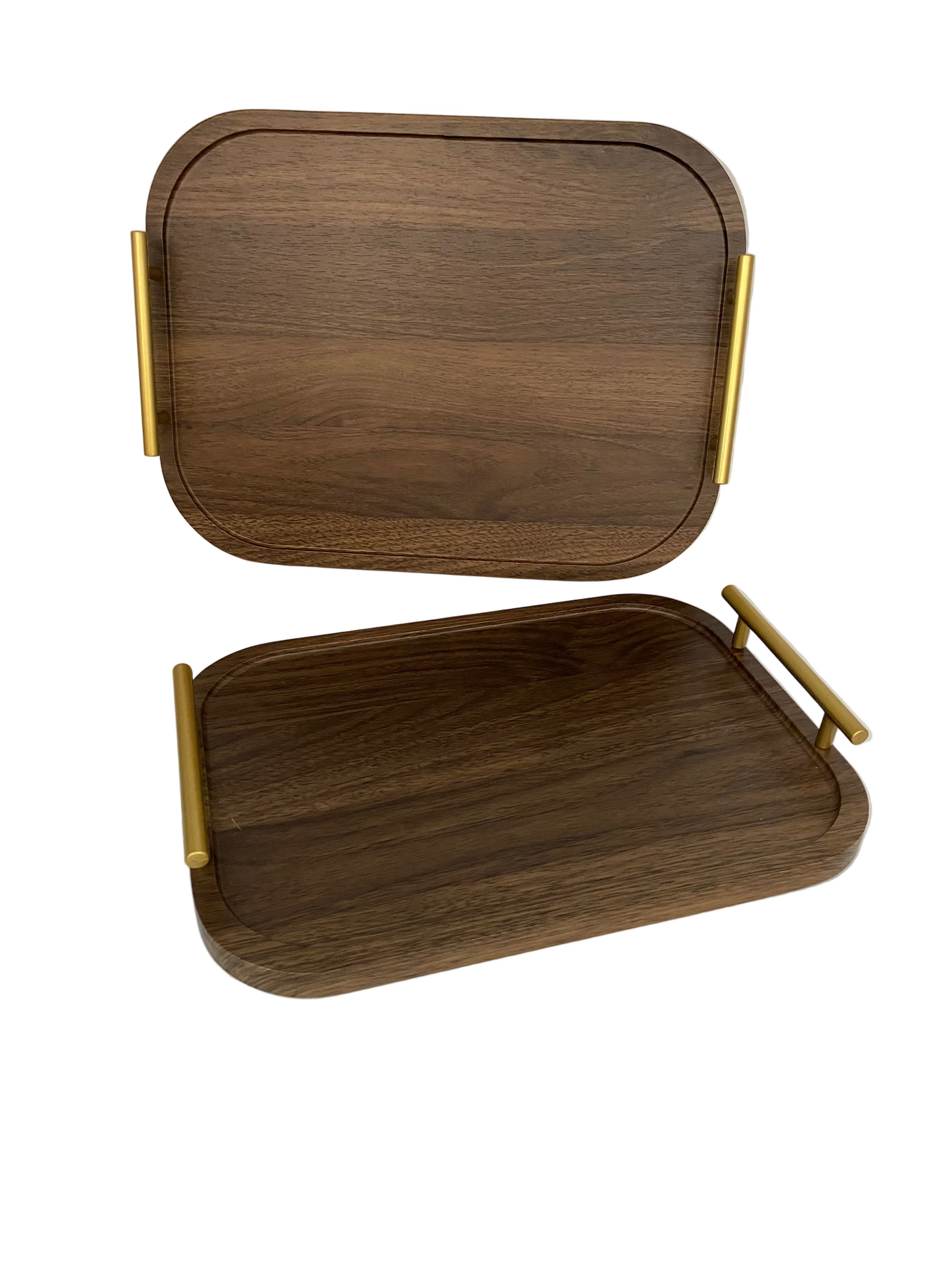 2 PCs Rectangular Wooden Tray Set