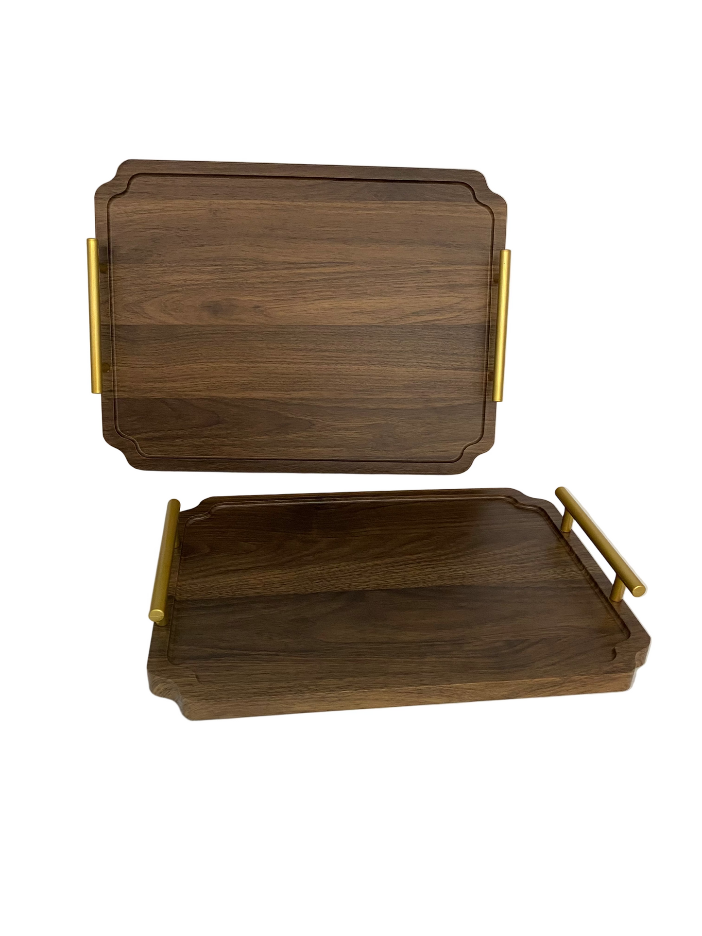 2 PCs Wooden Tray Set