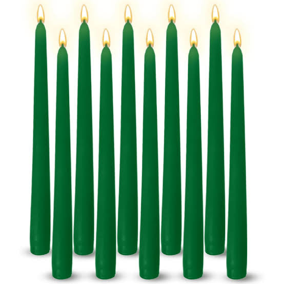 Fama,10 Pcs Taper Green Candles  Set