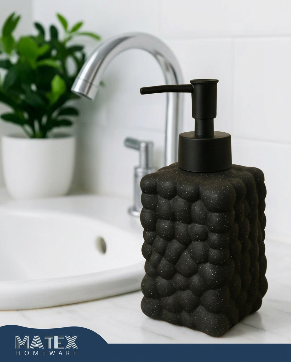 Round Bubble Soap Dispenser – Black Sand