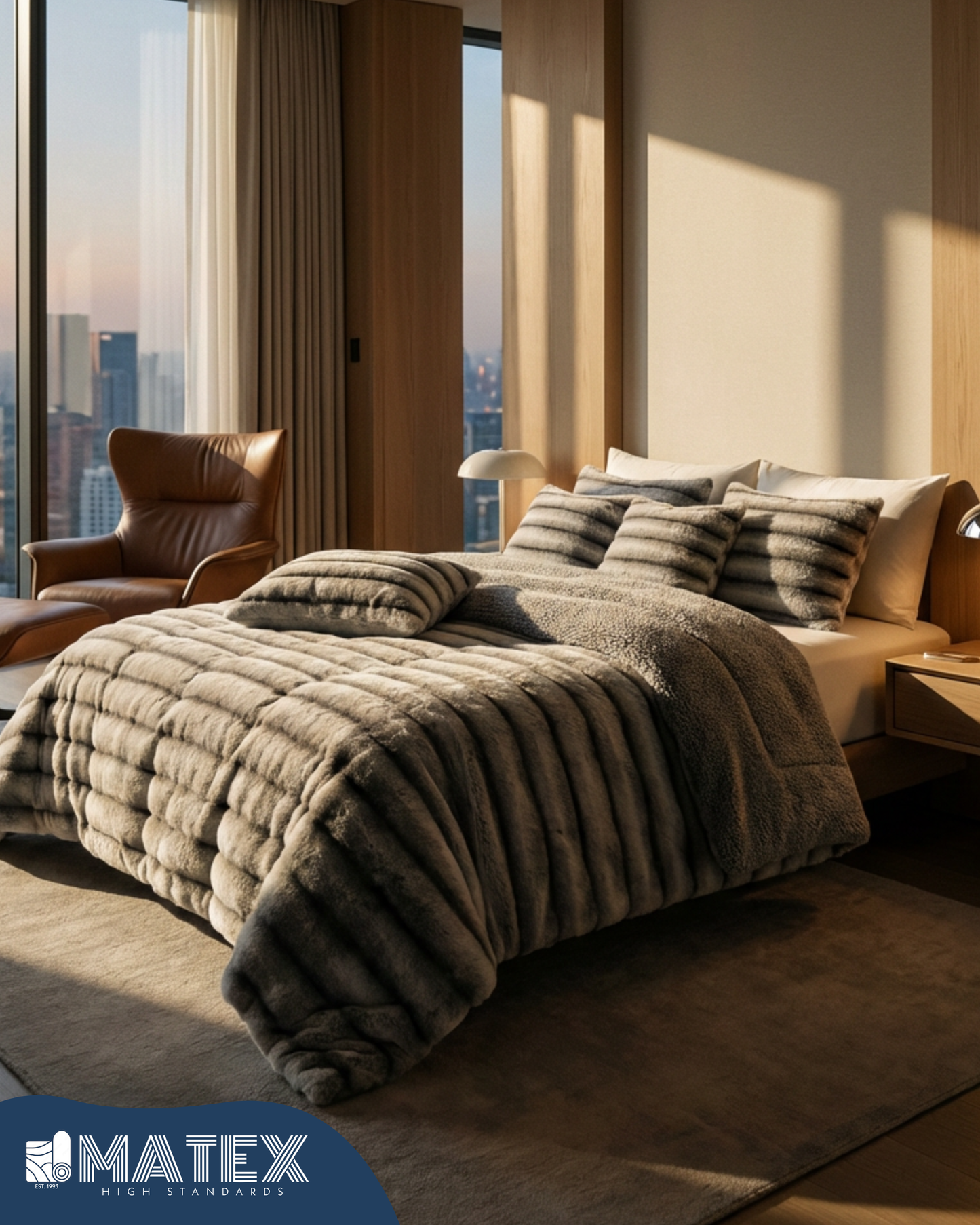 King Size Grey Chinchilla Fur Sherpa Comforter set