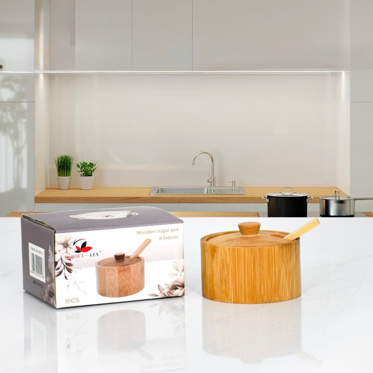 Wooden Sugar Pot