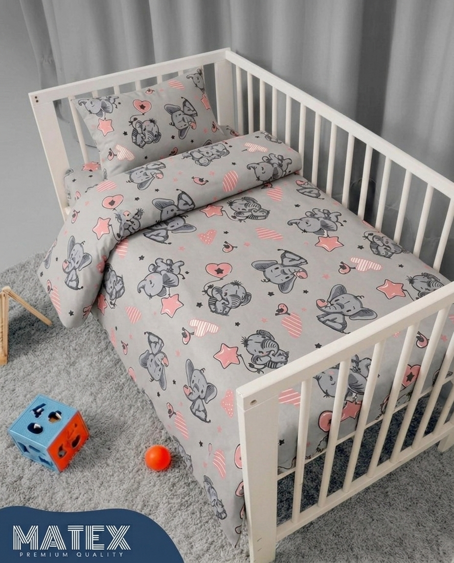 Blush Pinky Safari Theme Baby Bed Crib Set 100% Cotton