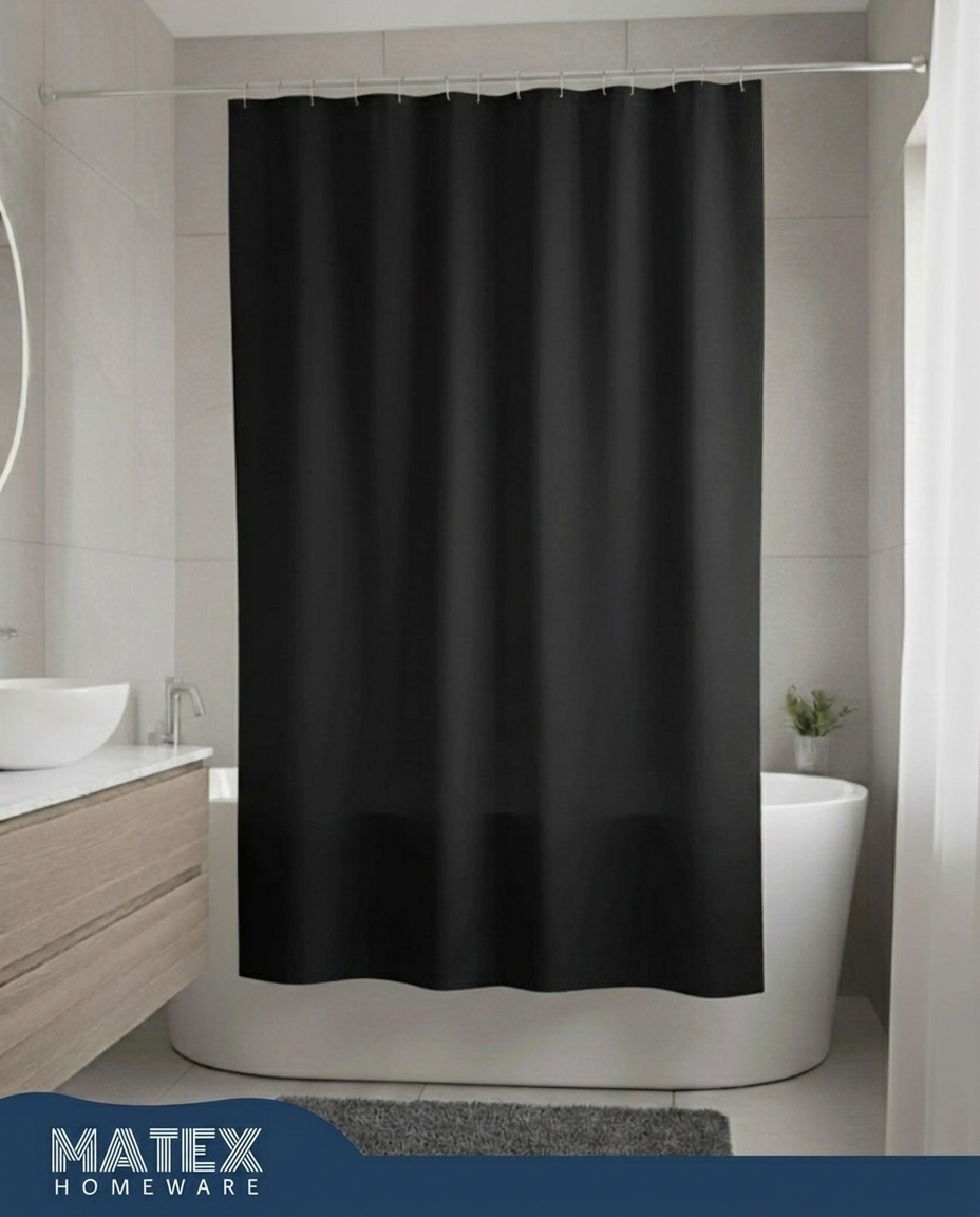 Black Waterproof Shower Curtain 180x180cm