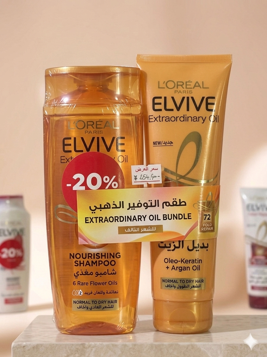 Elvive Extraordinary Oil Shampoo 400ml+Oil Replacement -20% OFFER | Elvive In Lebanon