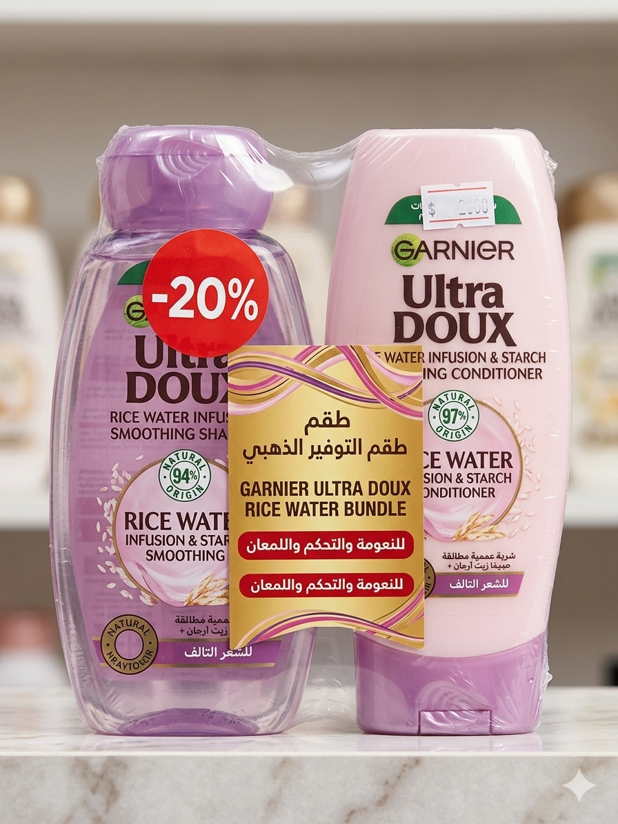 Garnier Ultra Doux Rice Water & Strach Shampoo 400ml + Conditioner 200ml (-20% OFF) | Garnier In Lebanon
