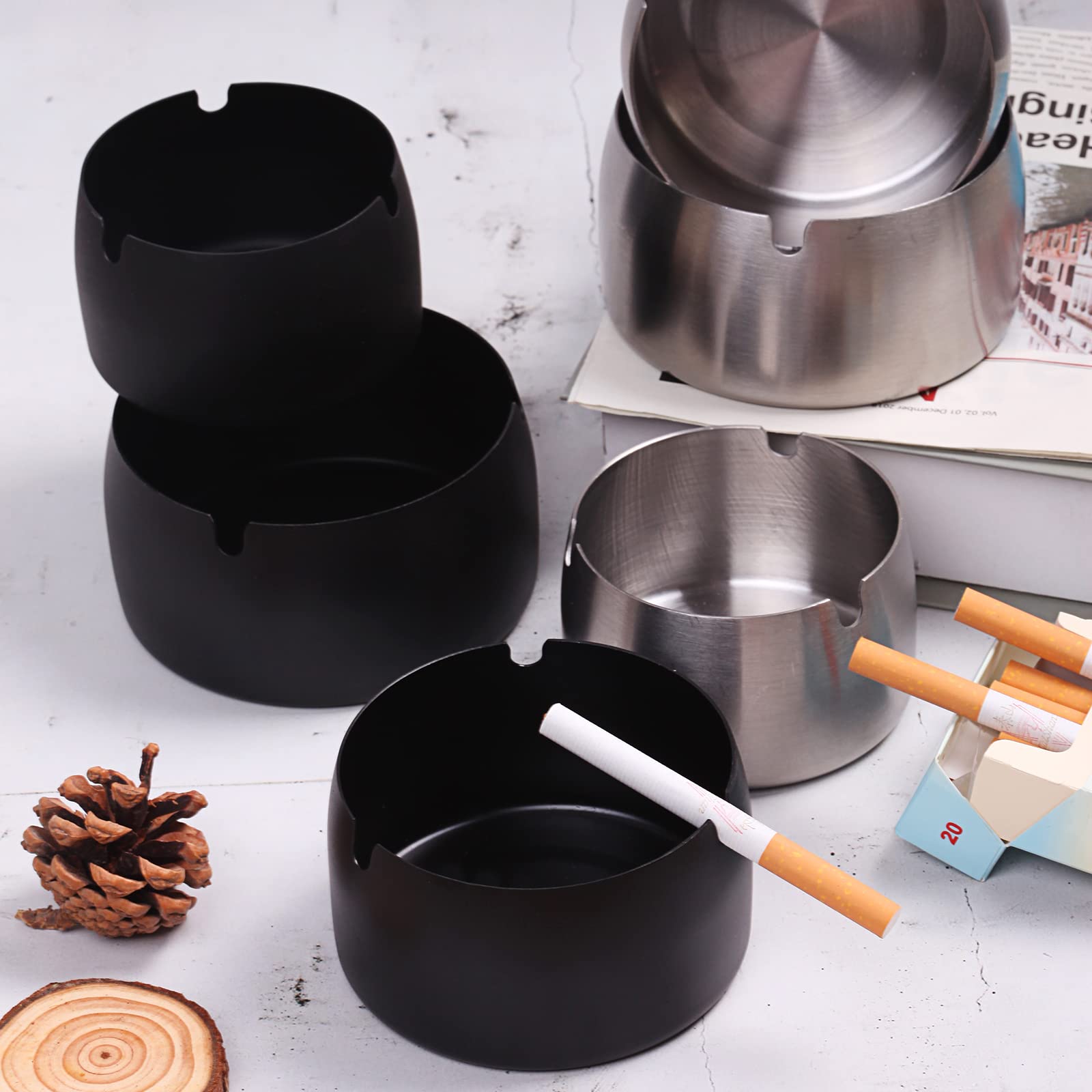 Stainless Steel Mat Black Deep Ashtray