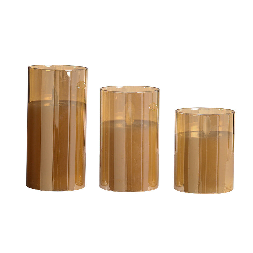 1 Pc Round Led Candle In Glass 7.5x12.5 cm