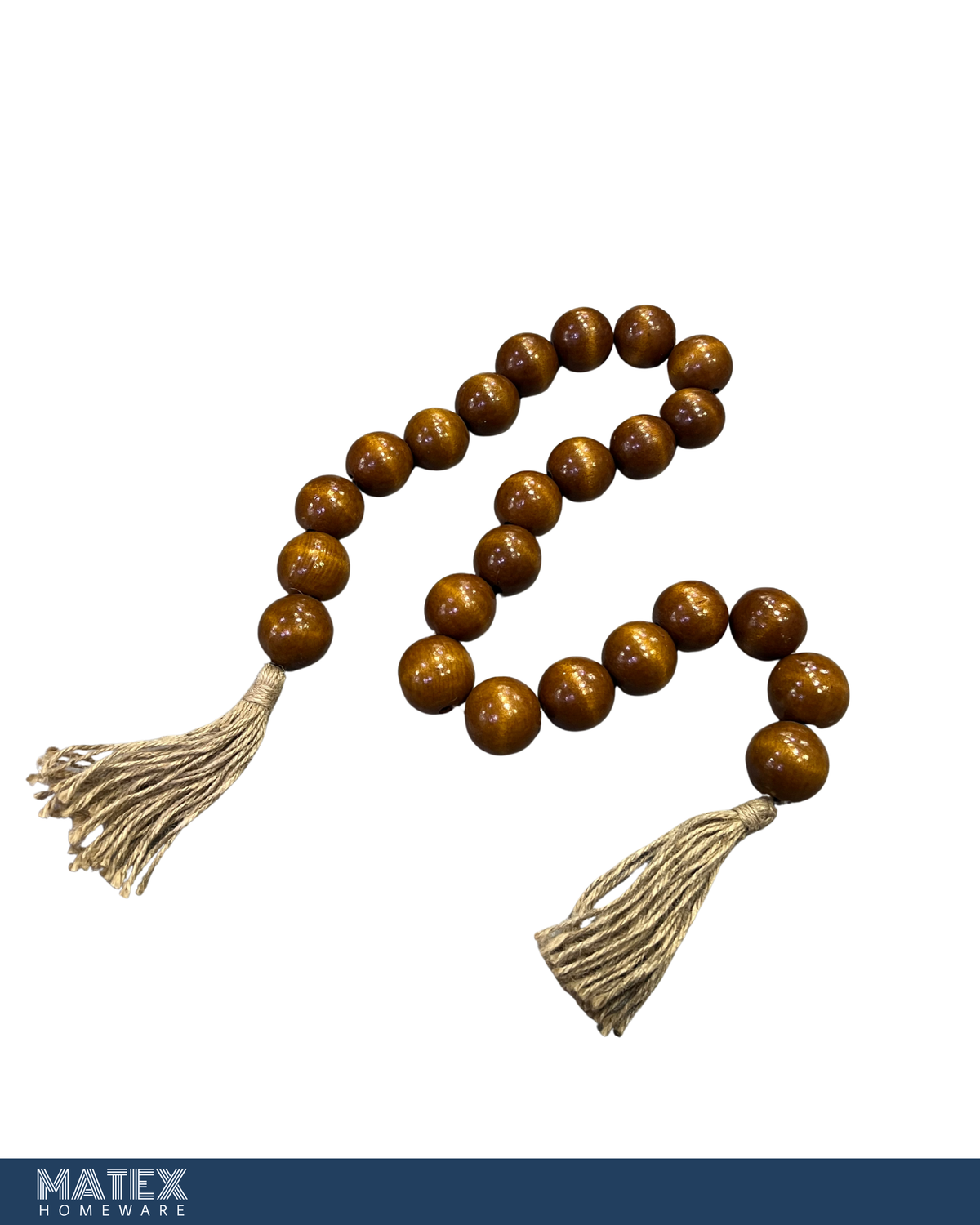 Oversized Oak Bead Decor with Tassels