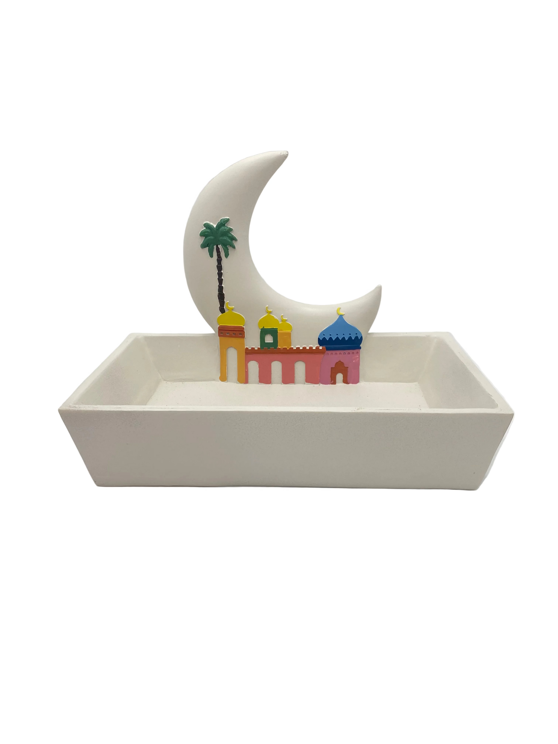 White Porcelain Decorative Serving Plate With Crescent