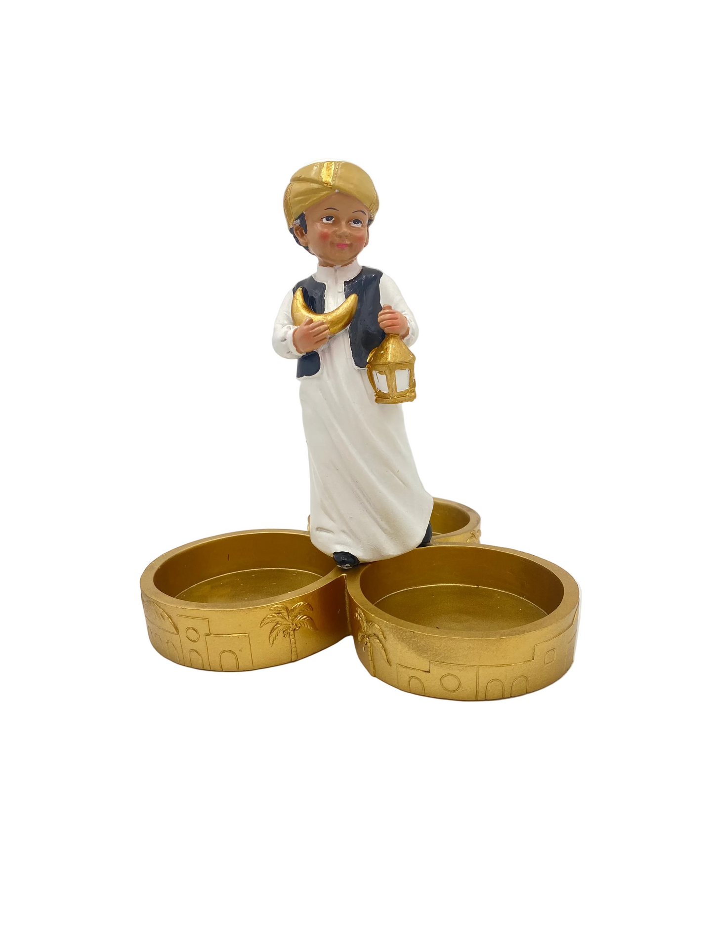 3 Divided Compartments Porcelain Decorative Boy Serving Plate