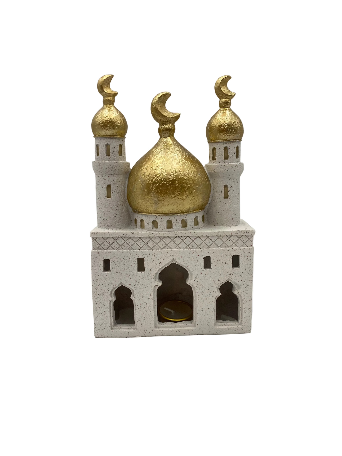 White & Gold Porcelain Mosque Ornament Decor - Candleholder