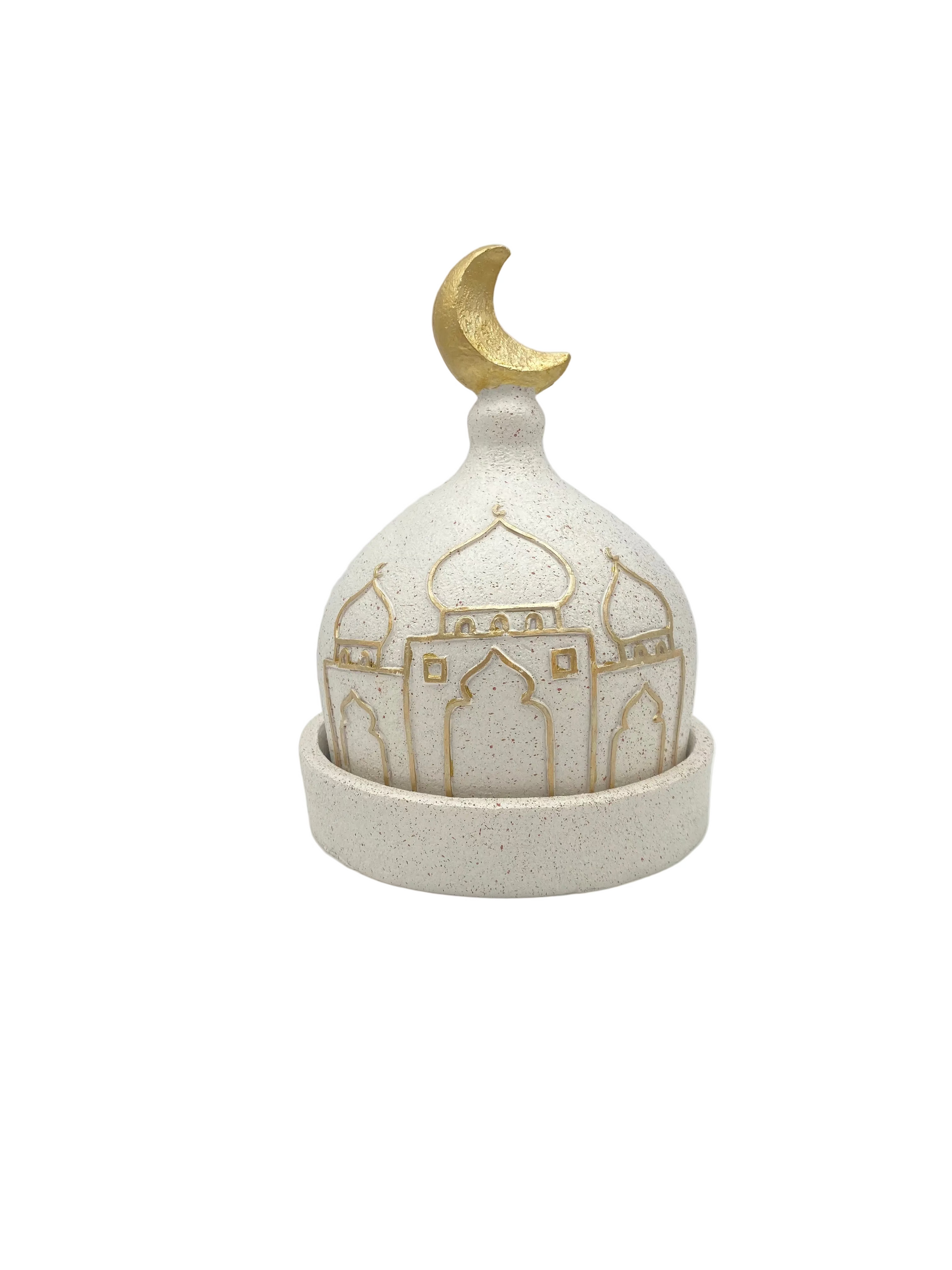 Decorative Porcelain Tamreya With Lid - White & Gold