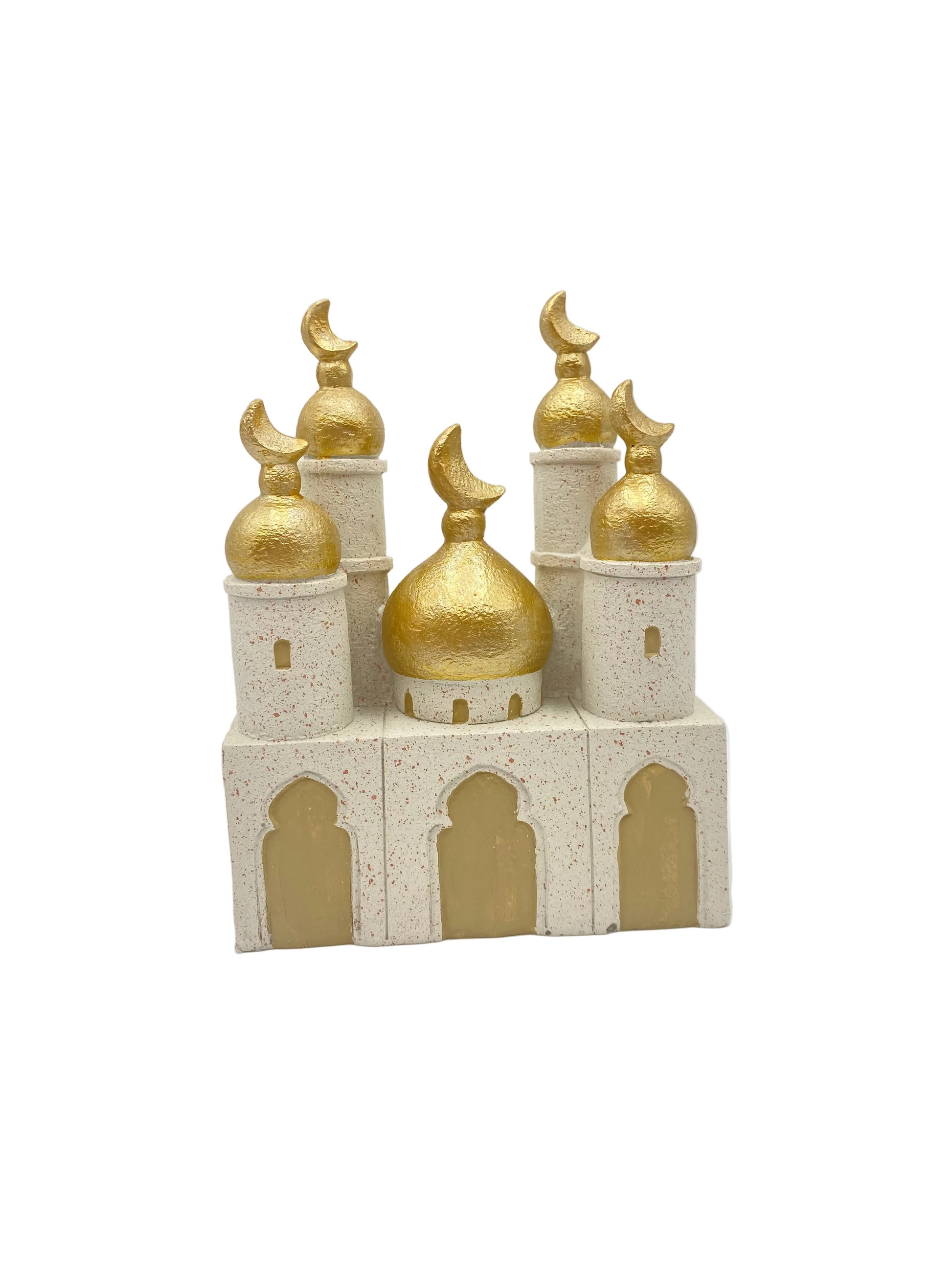 White & Gold Porcelain Mosque Ornament Decor