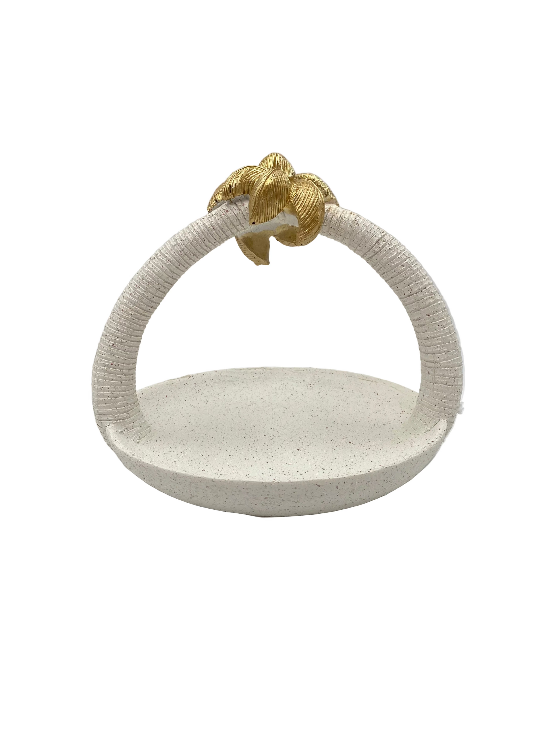 White & Gold Porcelain Serving Plate  With Handle