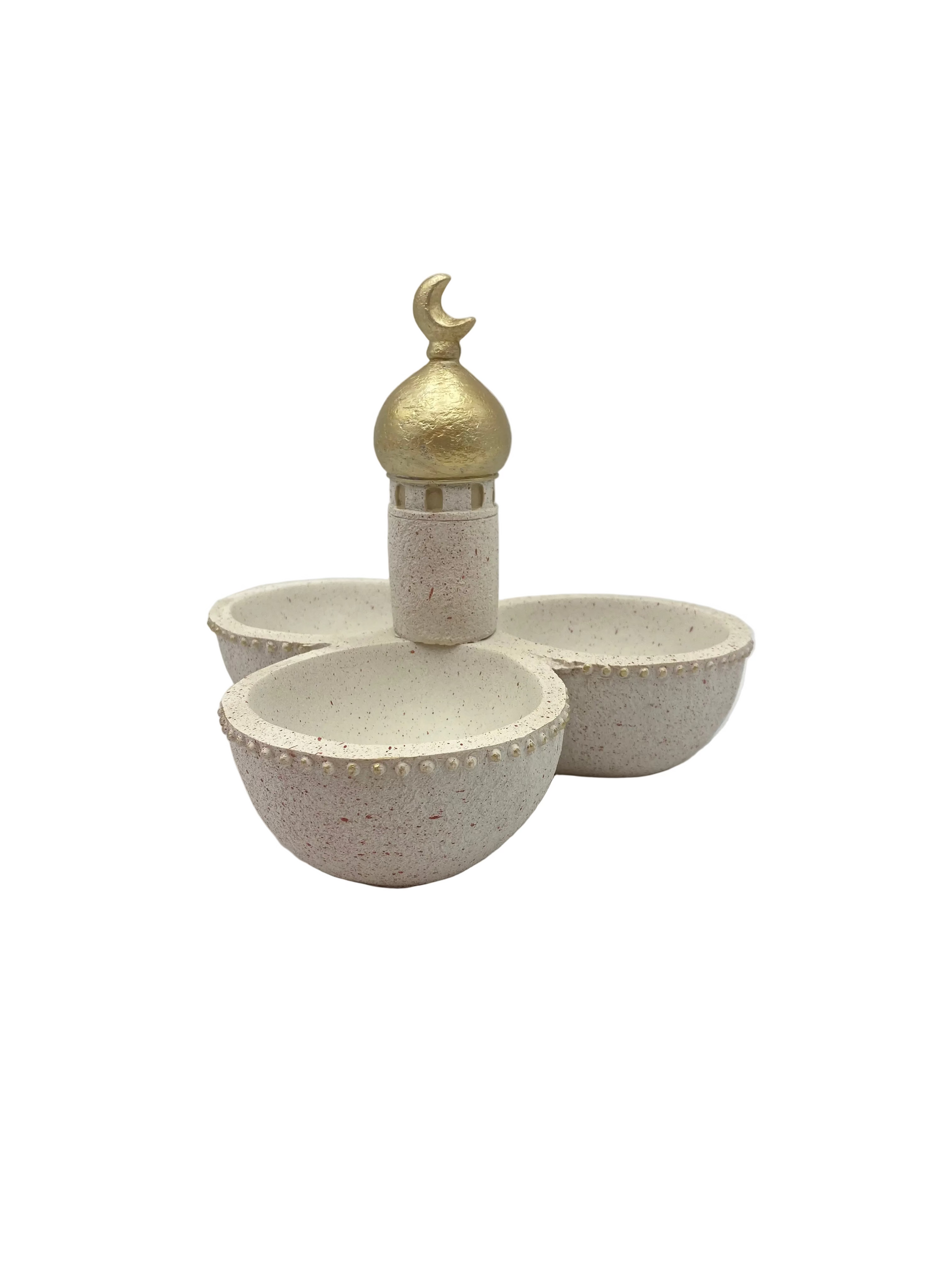 3 Divided Compartments White & Gold Porcelain Serving Plate