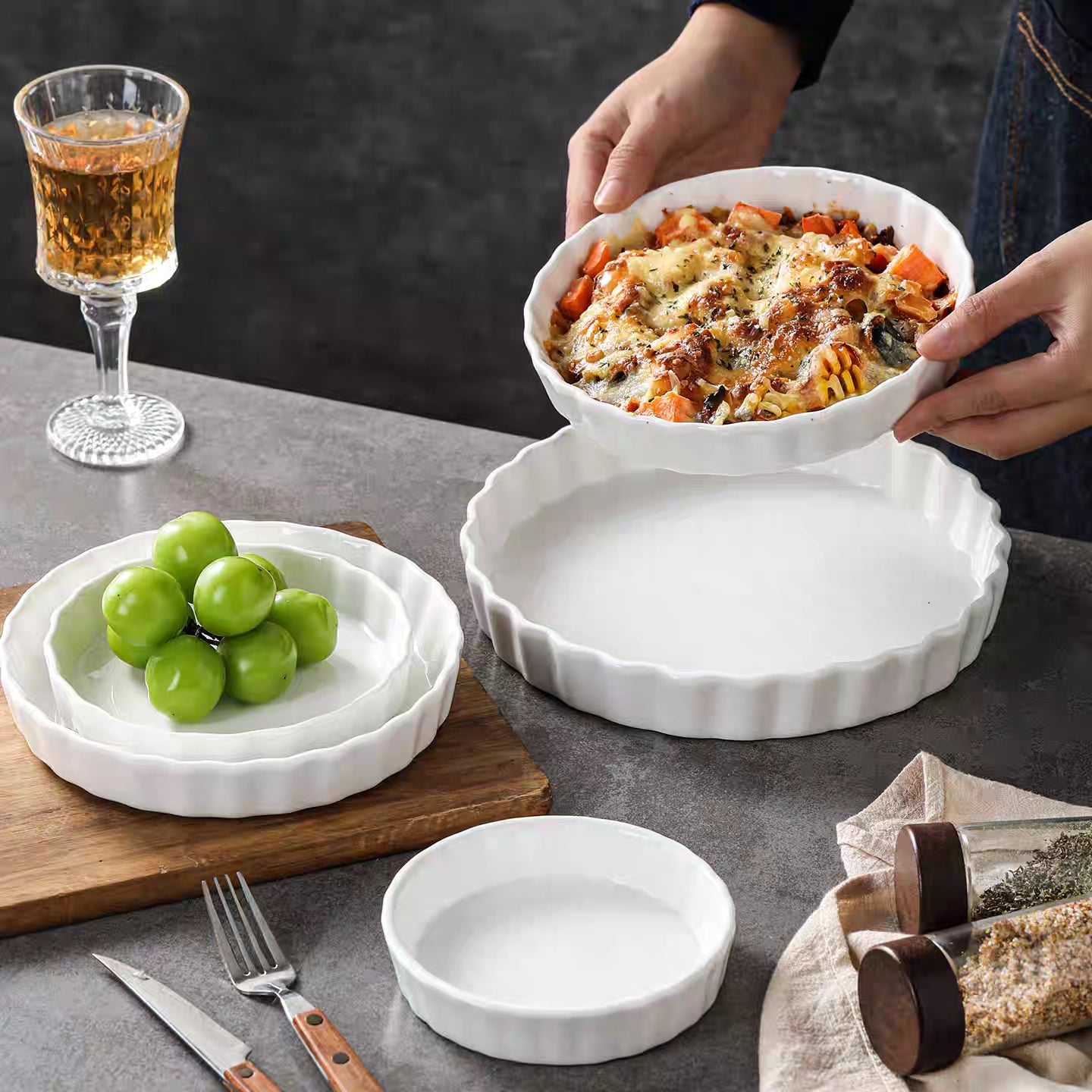3 Pcs Ceramic Pie Plate Set