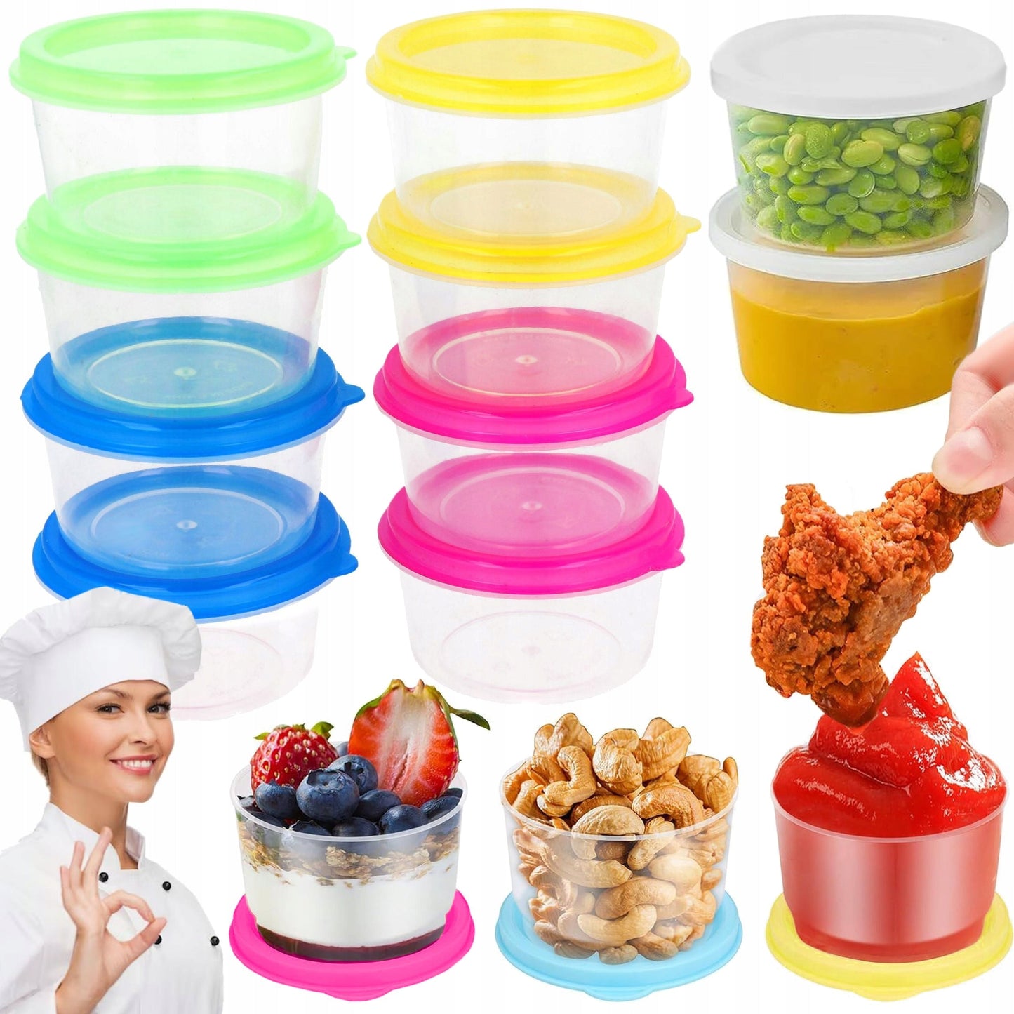 10 Pcs Mini Round Plastic Storage Containers  Set