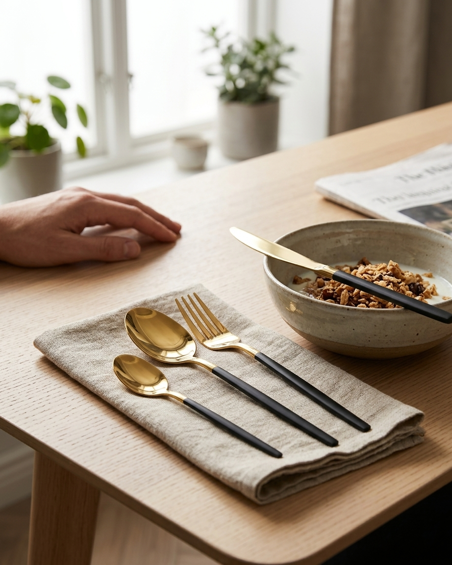 Noir Gold 30-Piece Cutlery Set