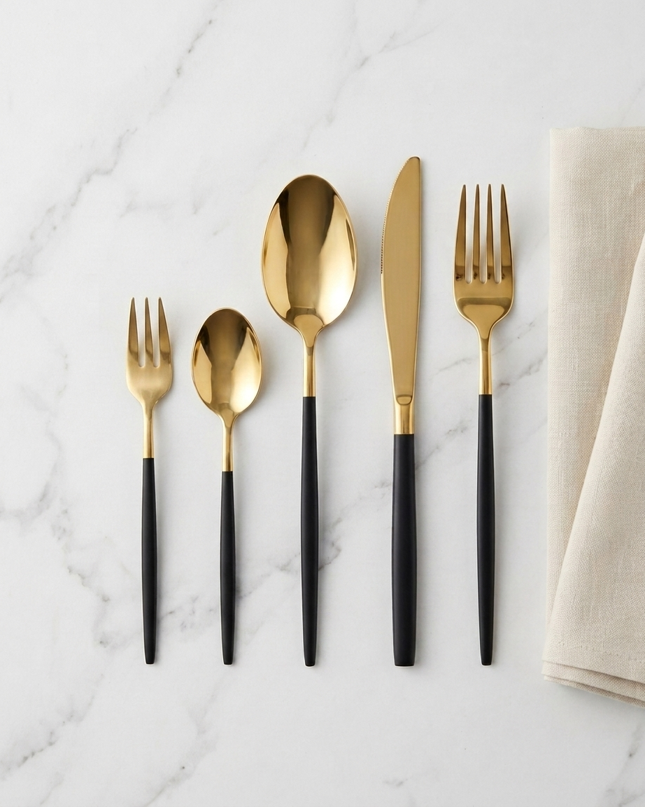 Noir Gold 30-Piece Cutlery Set