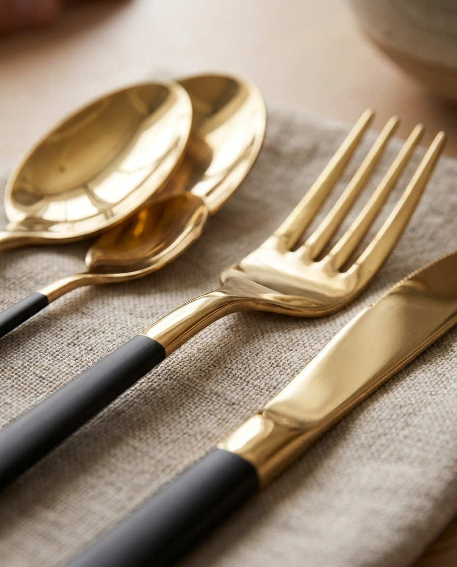 Noir Gold 30-Piece Cutlery Set