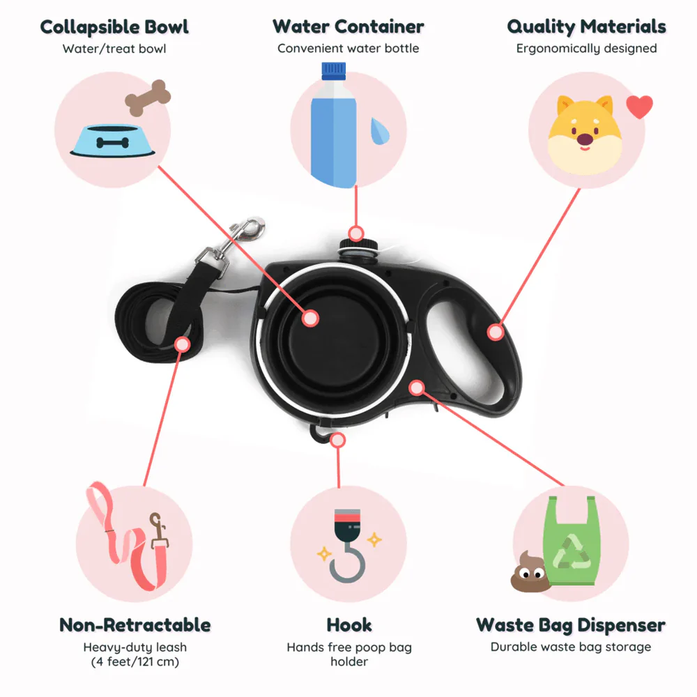 Aqua Leash, 5 In 1 Pet Essentials , Dog Walking Essentials All in one! - Medaid International